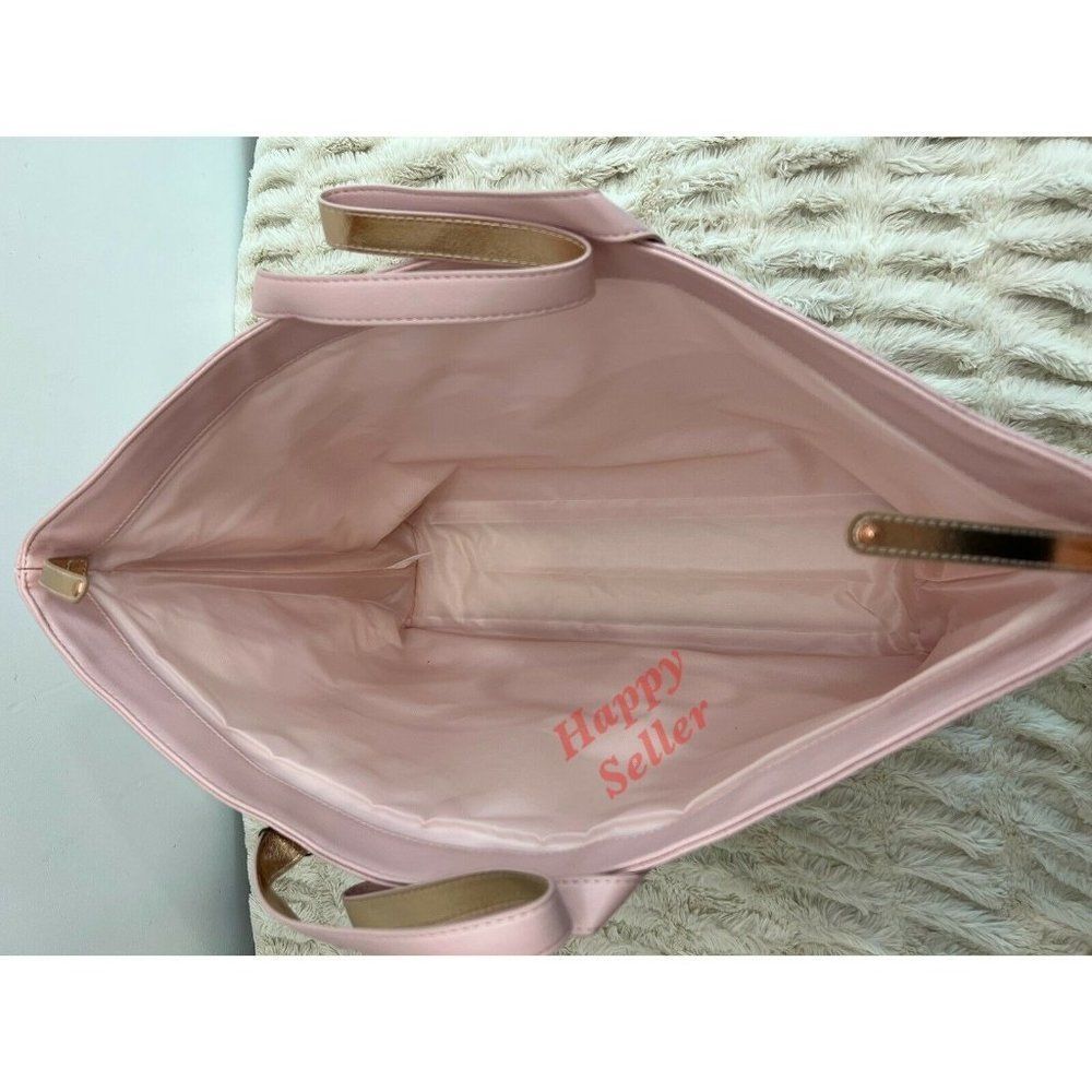 Kate Spade Tote Bag Purse Weekender Travel Shoulder Bag Pink Textured Logo NEW - Picture 7 of 10